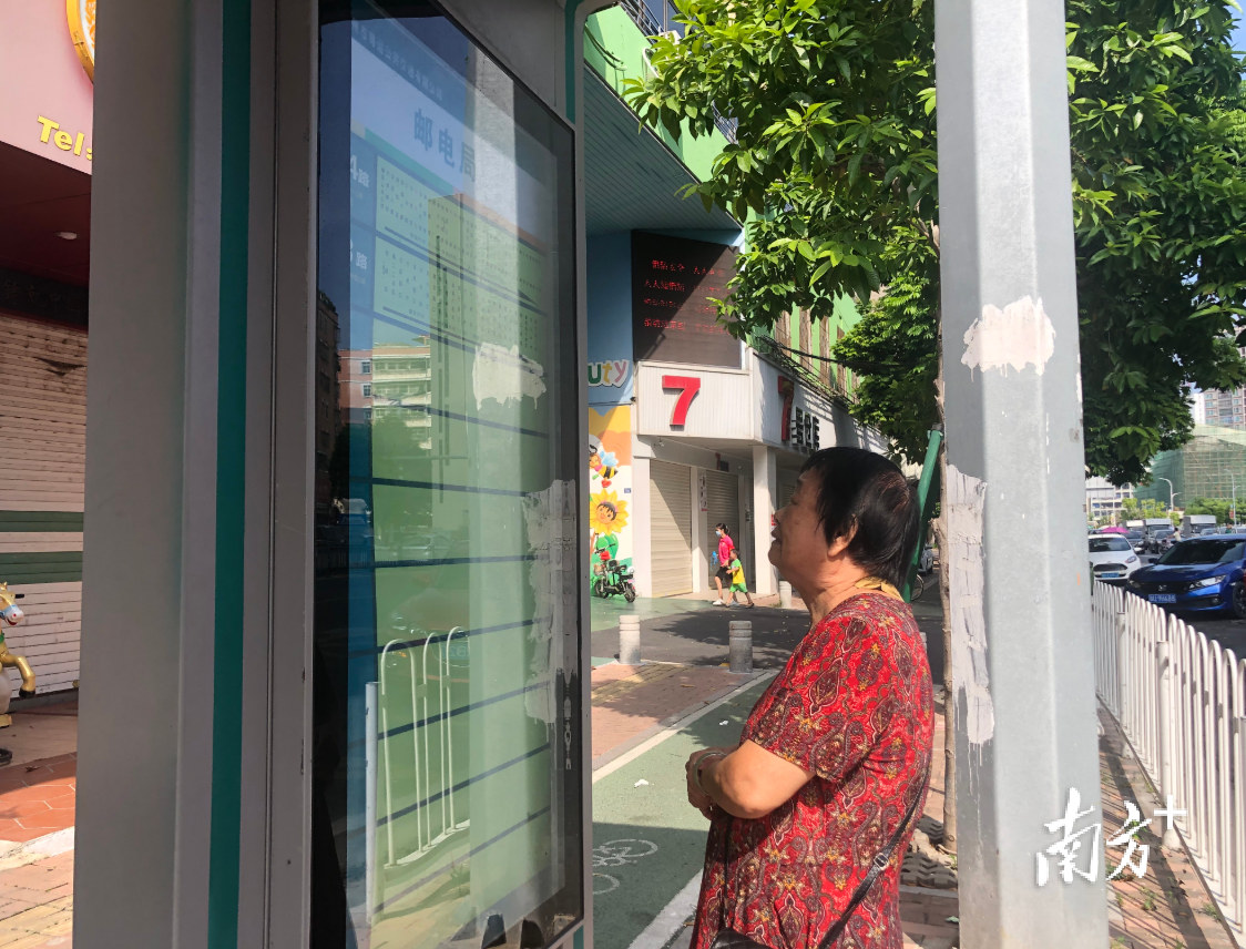 一位老人在潮州市区邮电局公交站查询113路公交车发车班次。黄敏璇 摄 一位老人在潮州市区邮电局公交站查询113路公交车发车班次。黄敏璇 摄