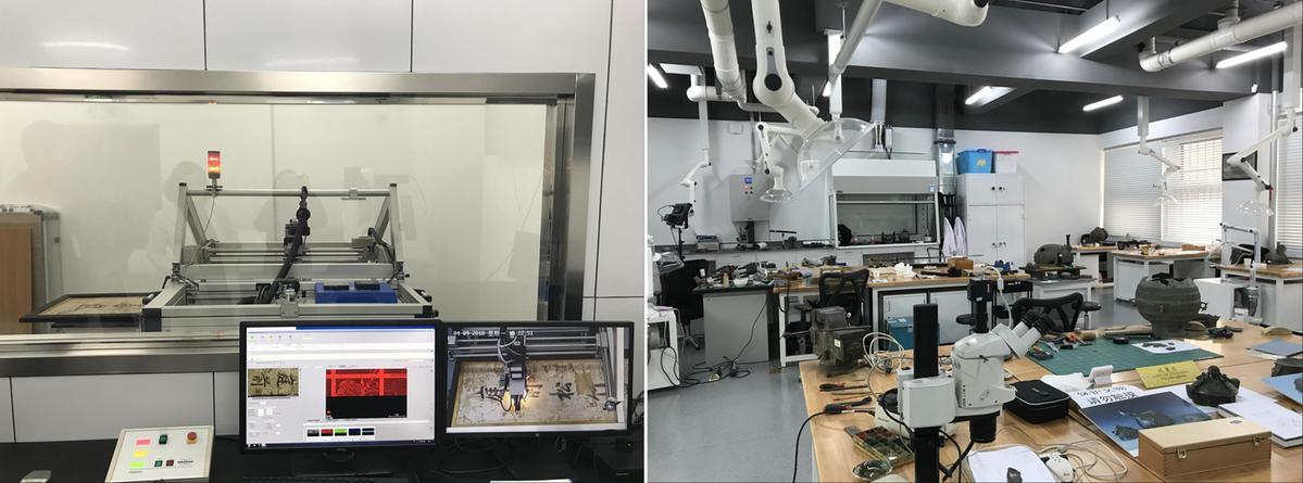 ▲图为张笑艳在故宫学艺时拍下的修复室照片