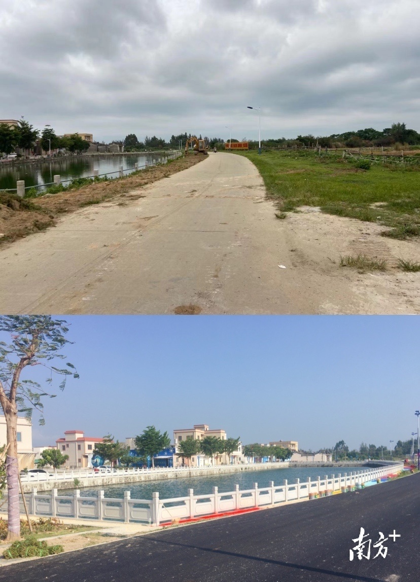 上海村池塘改造前后对比图。 通讯员 供图