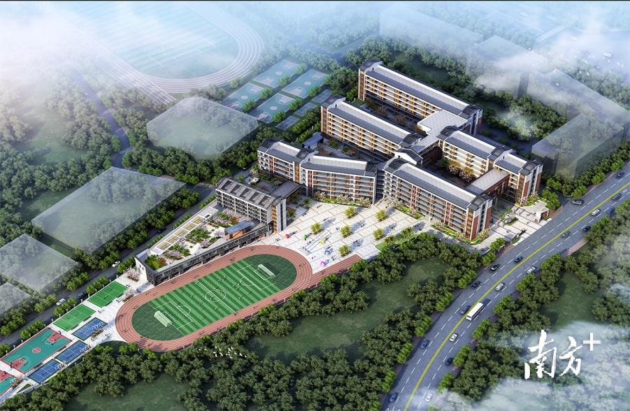 樵北中学扩建工程鸟瞰图。