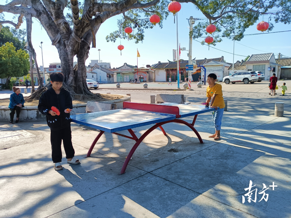 枫溪区詹厝村男女老少在党建公园休闲娱乐。董志豪 摄