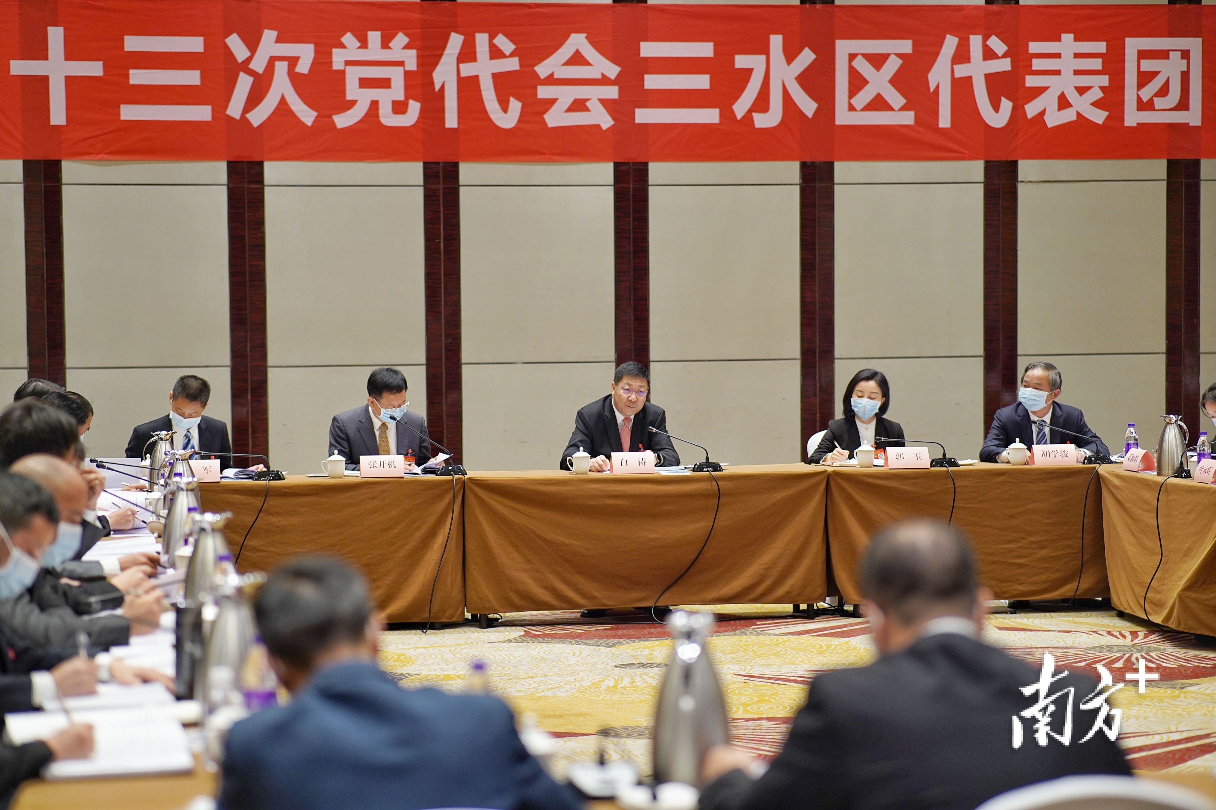 白涛参加三水区代表团分组讨论。