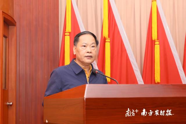 揭阳市农业农村局局长刘佑知通报全市农业产业链“链长制”建设进展情况。南方农村报 谭家富 拍摄