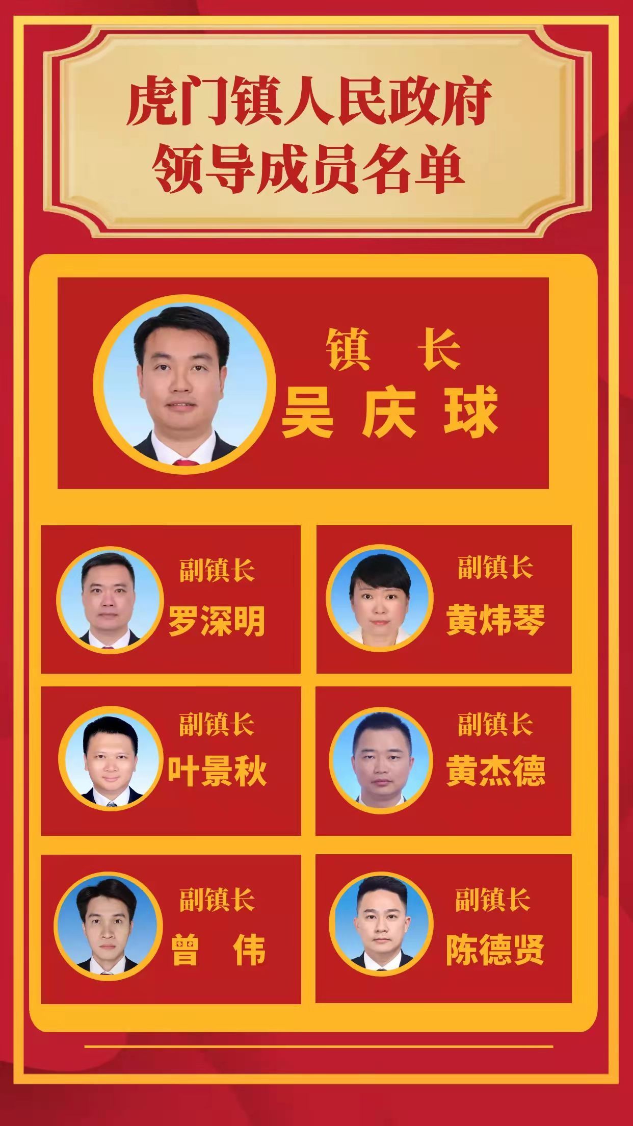 虎门镇人民政府领导成员。