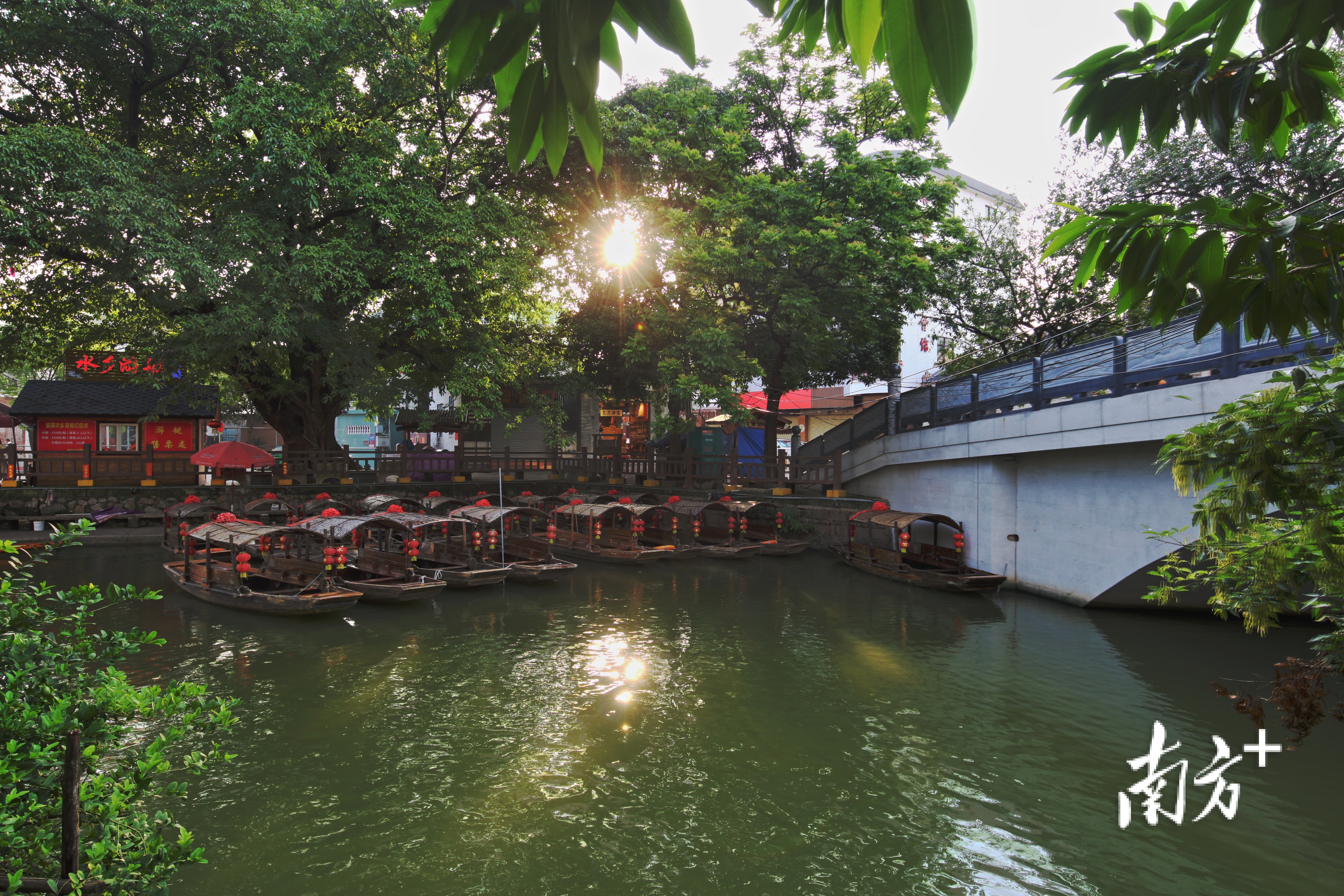 在逢简，缓慢的生活节奏让人远离纷扰， 坐上传统的手摇摇橹船， 感受岭南水乡的特色风情。