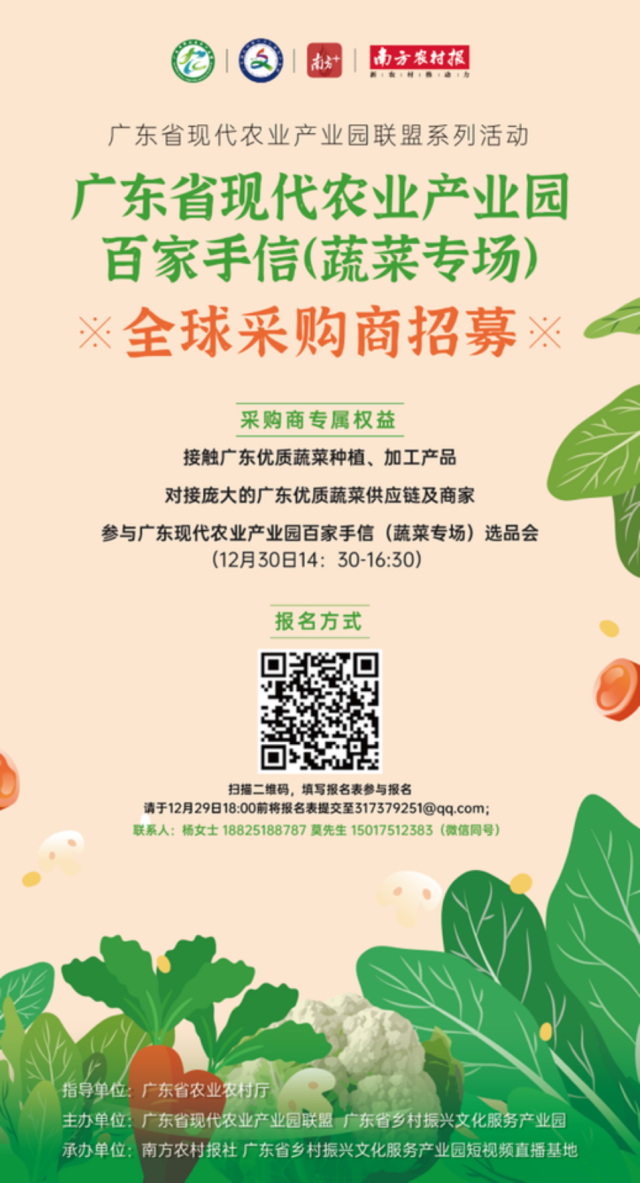冬种蔬菜正当时！广东省现代农业产业园百家手信评选活动（蔬菜专场）邀您尝鲜