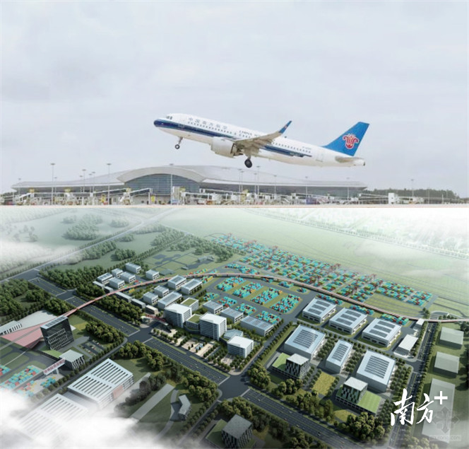 茂名空港经济区效果图。毗邻吴川机场，茂名粤西空港经济区面积297平方公里，被广东省列入推进湛茂都市圈协同发展重要内容。