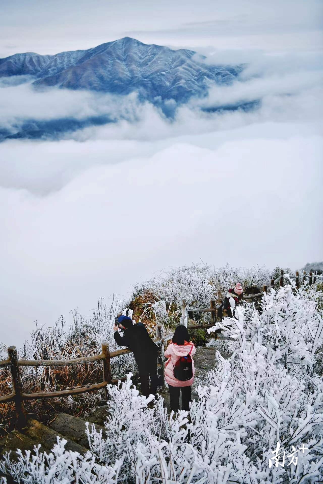 寒风袭来，远处的山峰在云海中时隐时现。曾亮超 摄