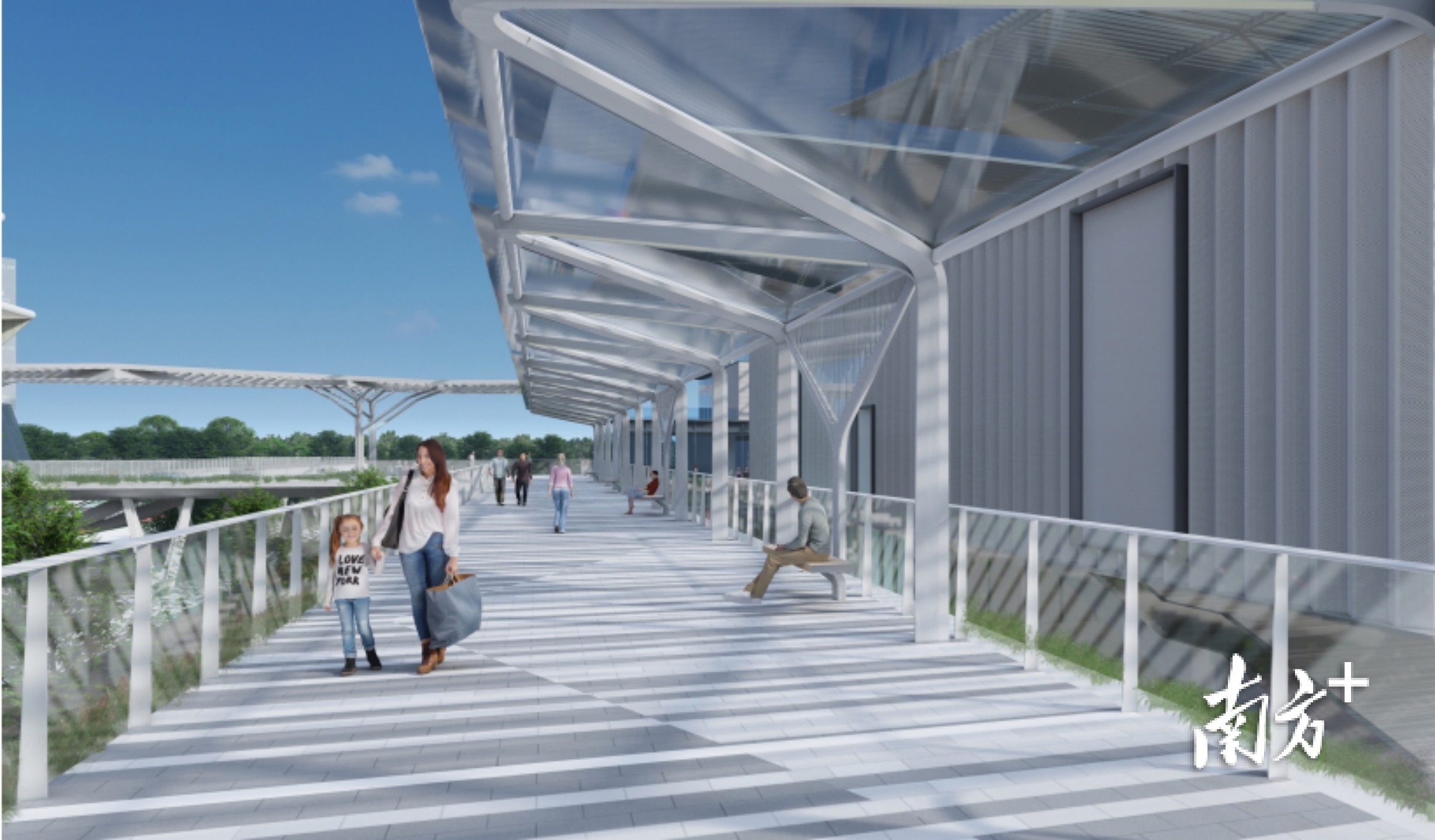 2号桥顶部雨棚效果图。 2号桥顶部雨棚效果图。