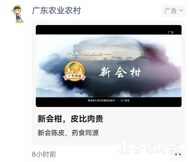 新会柑&新会陈皮在“朋友圈”造势宣传。