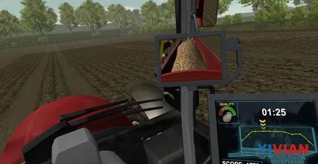 用户通过VR驾驶拖拉机进行土豆收割