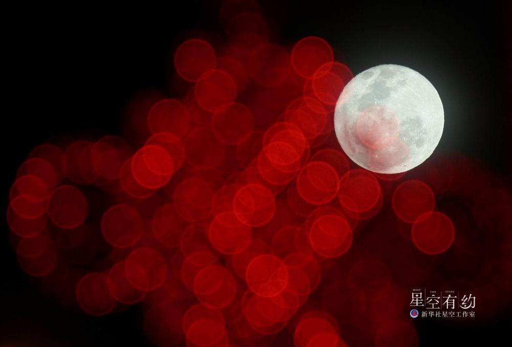 这是2013年2月26日在海南省三亚市拍摄的圆月与路灯相映成趣。(新华社发) 这是2013年2月26日在海南省三亚市拍摄的圆月与路灯相映成趣。(新华社发)