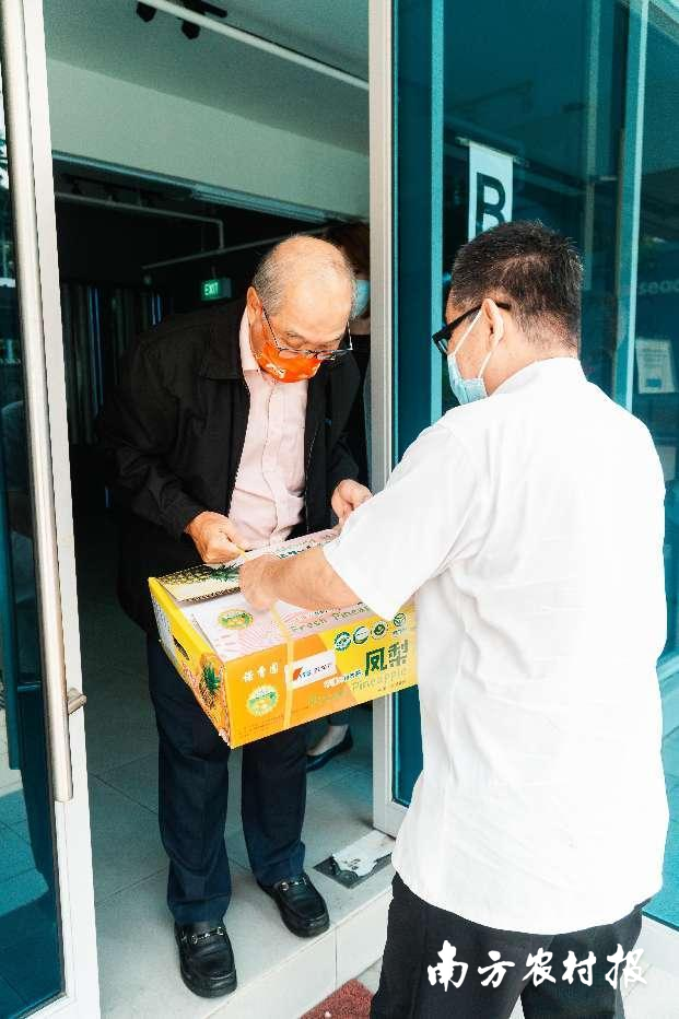 广东徐闻菠萝“金钻凤梨九号”送达新加坡国际友人手中。