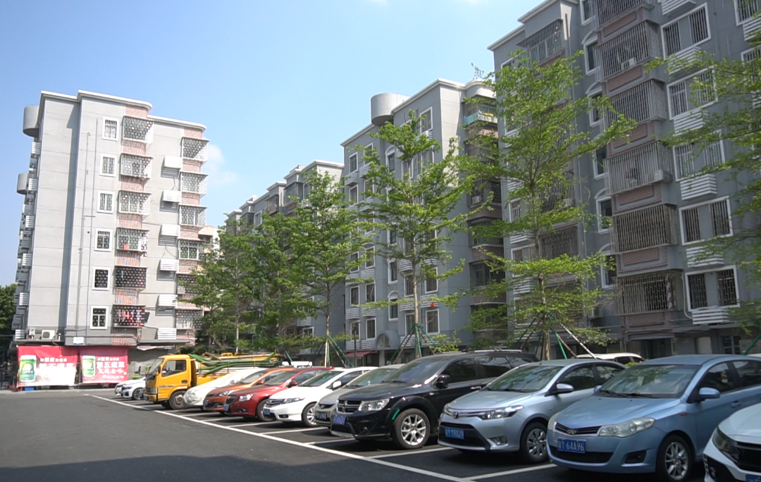 海棠村小区改造后的停车位。