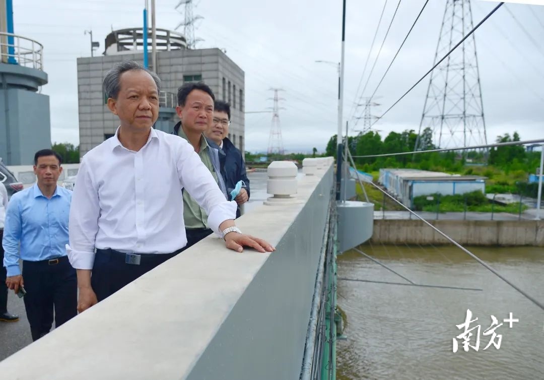 中山市委书记郭文海走访调研南部三镇水浸情况。 