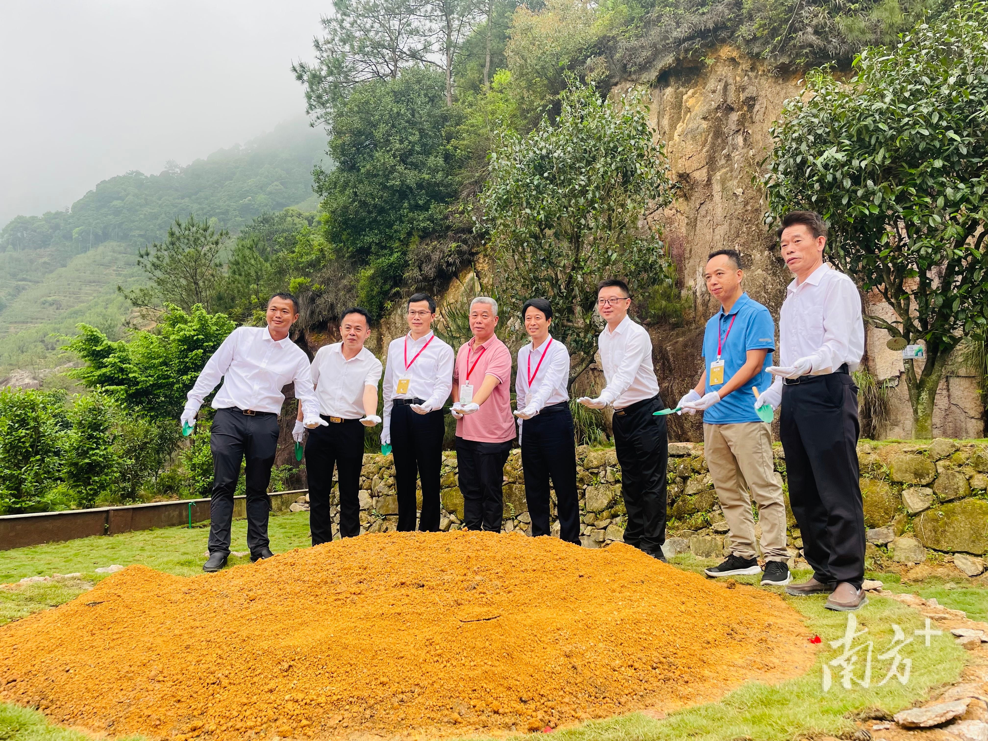 与会嘉宾种下凤凰单丛茶太空茶种。 与会嘉宾种下凤凰单丛茶太空茶种。