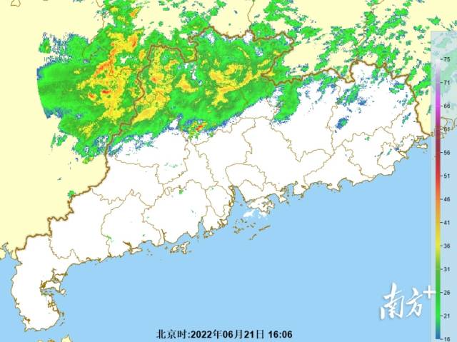 广东降雨分布图。