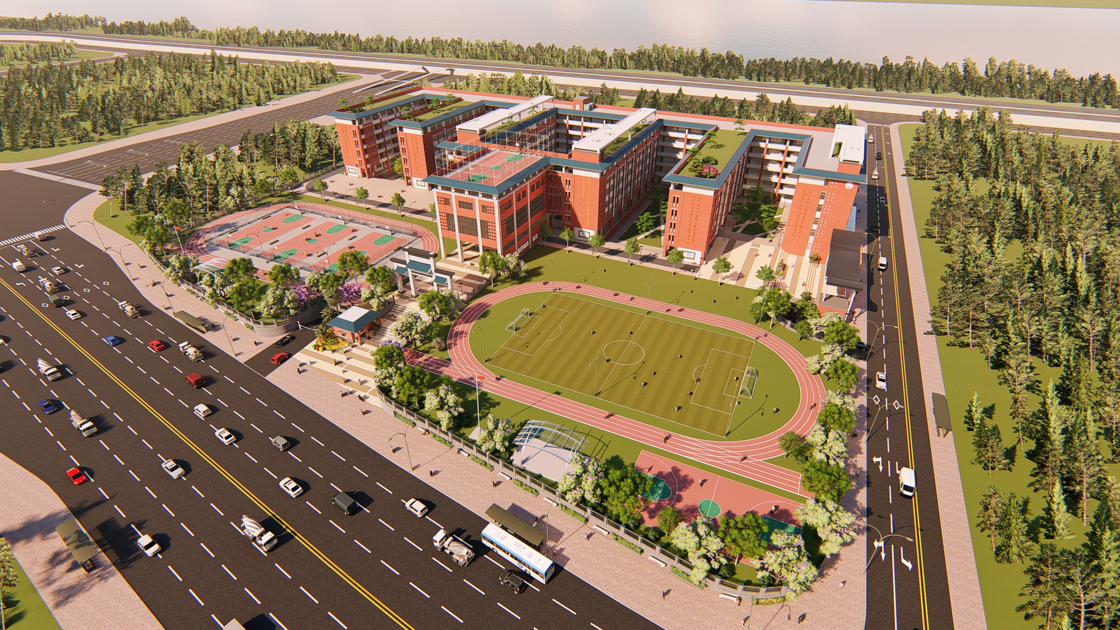 肇庆市第一中学江滨校区项目效果图。 肇庆市第一中学江滨校区项目效果图。