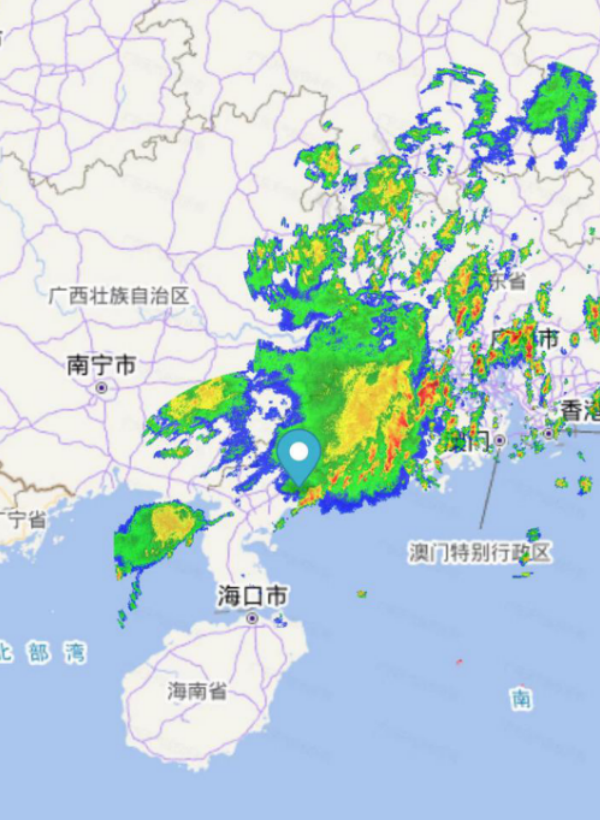 7月7日茂名茂南区12:00雷达回波图。