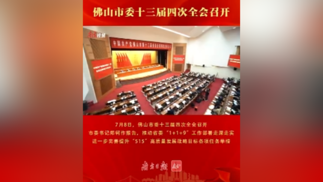视频|佛山市委十三届四次全会召开,推动省党代会精神在佛山落地生根开花结果