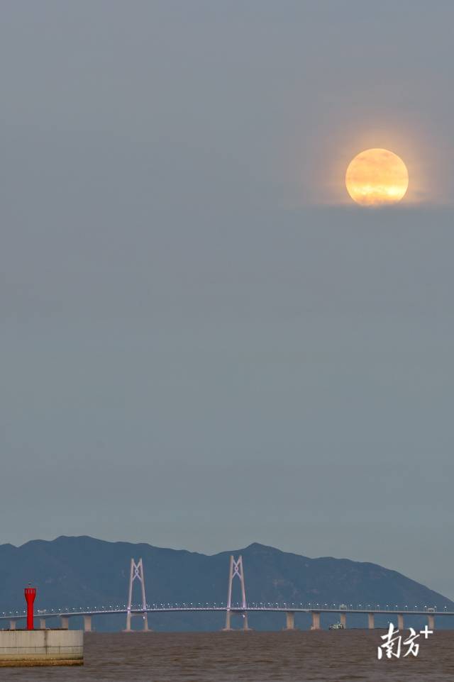 港珠澳大桥月升。南方拍客 Gerrard 摄