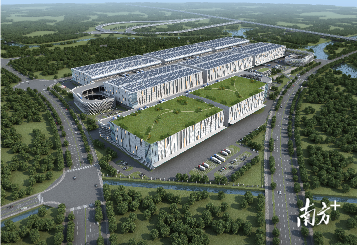 总投资100亿元的朗华工业供应链项目将打造成为国内最大的电子类料件分拨中心以及朗华集团最大的国际贸易总部中心。图为朗华项目效果图。   受访者供图
