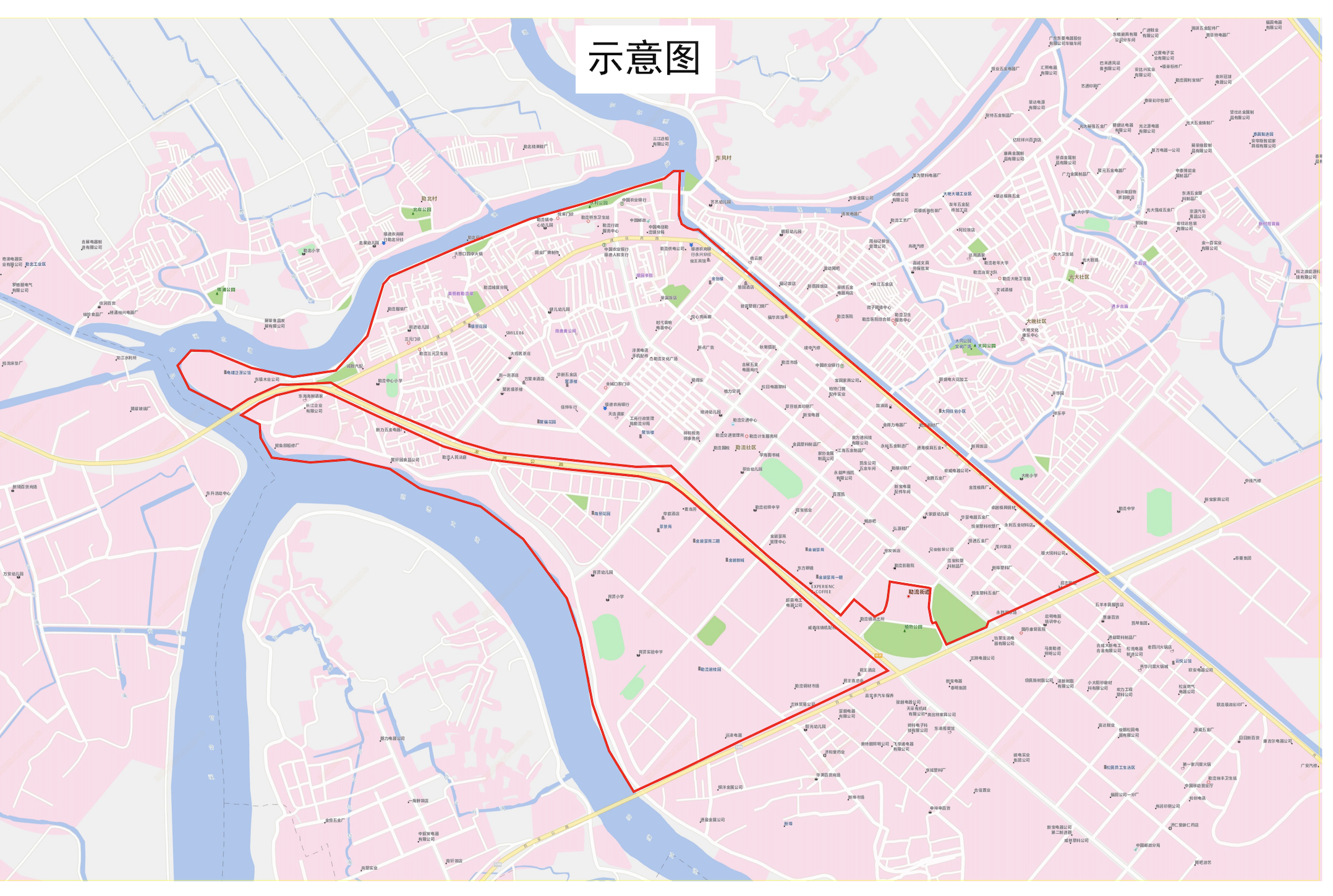 勒流街道勒流社区临时管控区示意图。