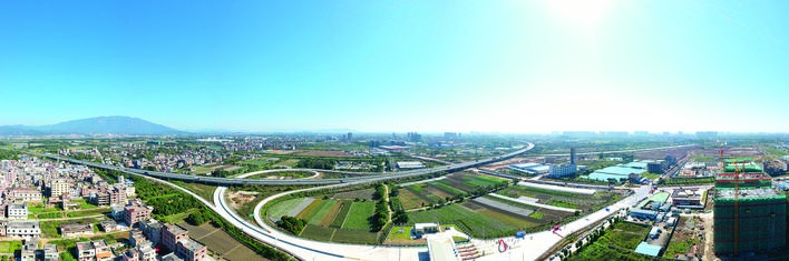 航拍从莞高速公路石湾东互通立交。