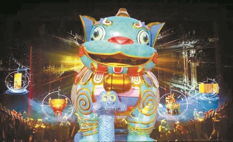 今年的央视春晚上,洲明科技数字团队参与创造出上古神兽形象“甪端”。 今年的央视春晚上,洲明科技数字团队参与创造出上古神兽形象“甪端”。