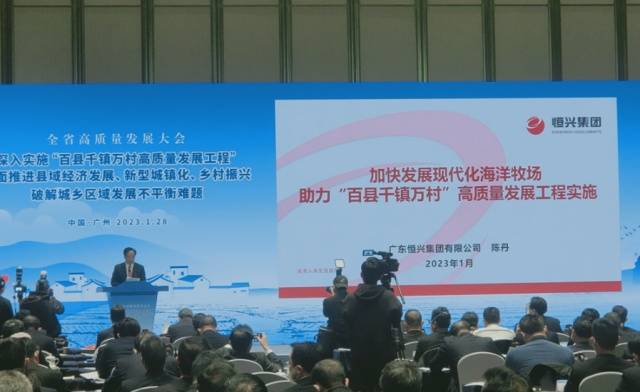 广东恒兴集团董事长陈丹在会上发言