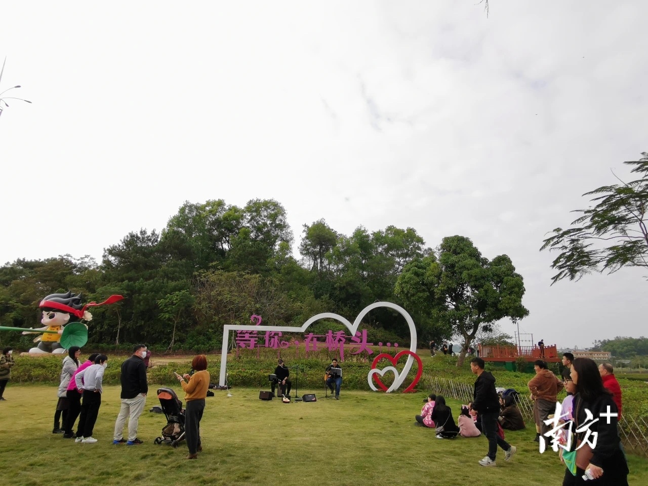 今年春节期间，桥头荷花文旅产业园千亩七彩花田内百花盛放。