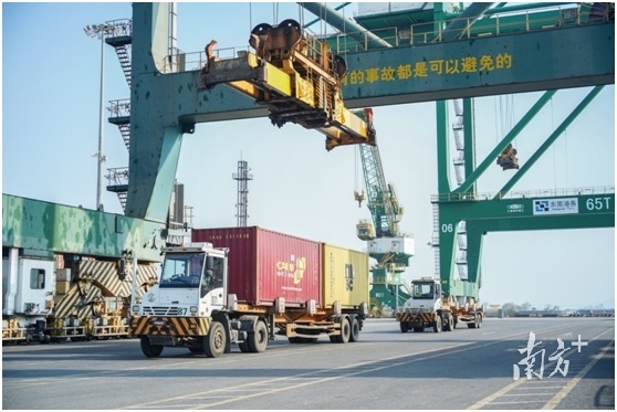 春节后东莞外贸开始进入繁忙状态。图为东莞港码头正在卸载进口货物。何绮莹 摄 春节后东莞外贸开始进入繁忙状态。图为东莞港码头正在卸载进口货物。何绮莹 摄