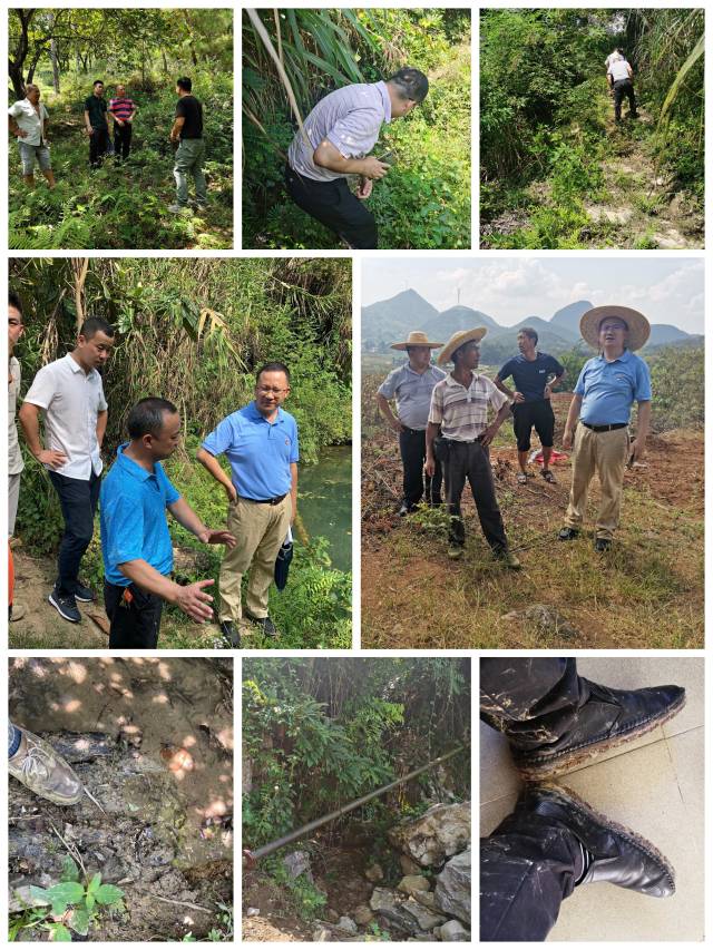 驻小江镇工作队深入水源点进行勘测。