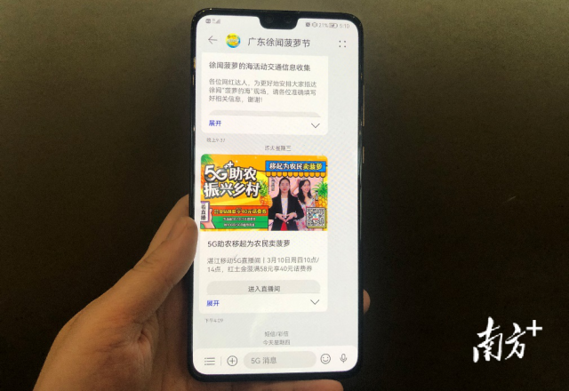  广东徐闻菠萝节5G消息界面