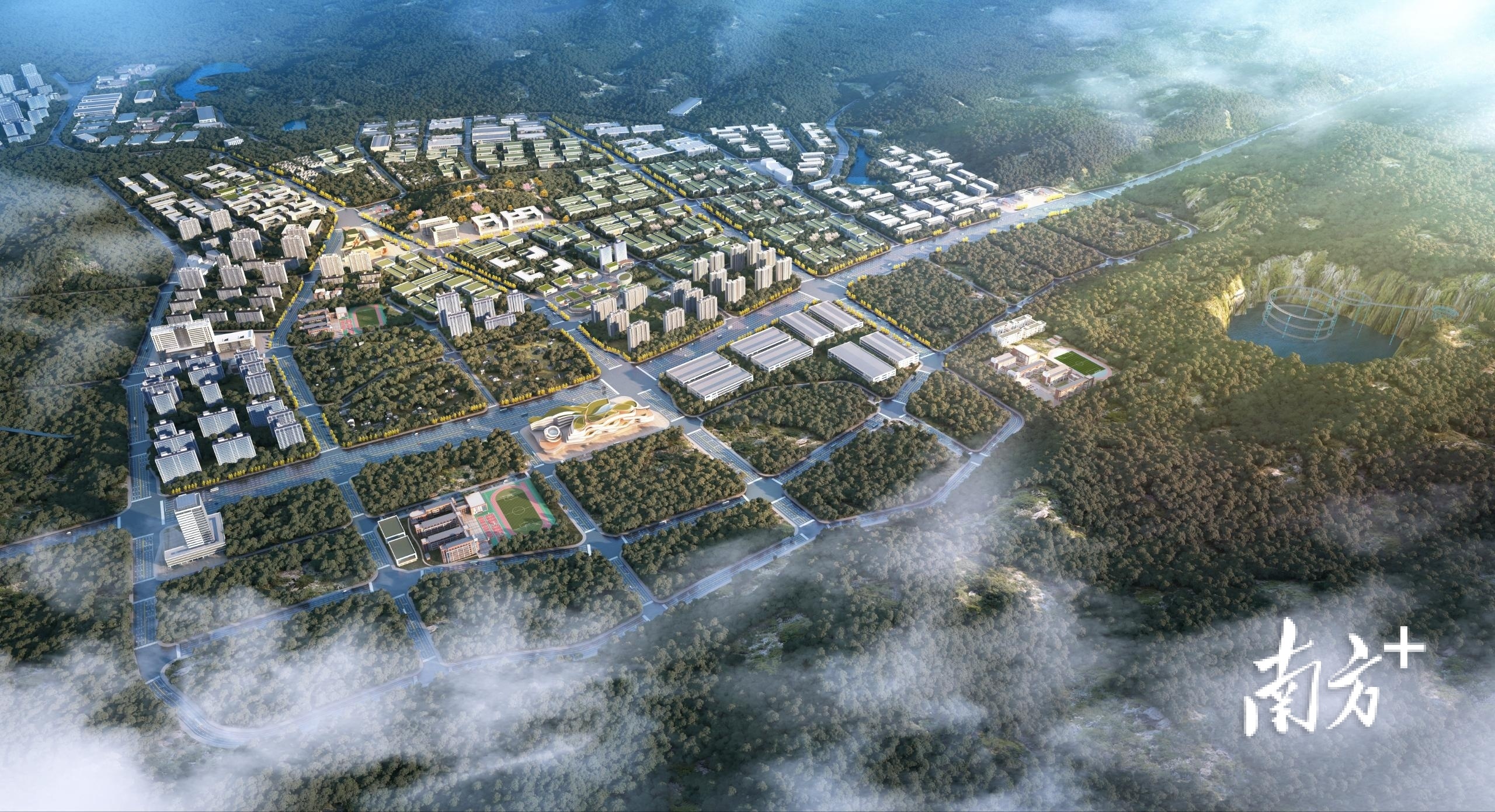 惠环（西坑）村镇工业集聚区改造效果图。仲恺城更中心提供。  南方+ 梁维春 拍摄