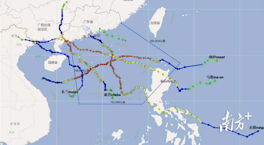 2022年进入佛山市台风警戒防区或对佛山造成明显风雨影响的台风。