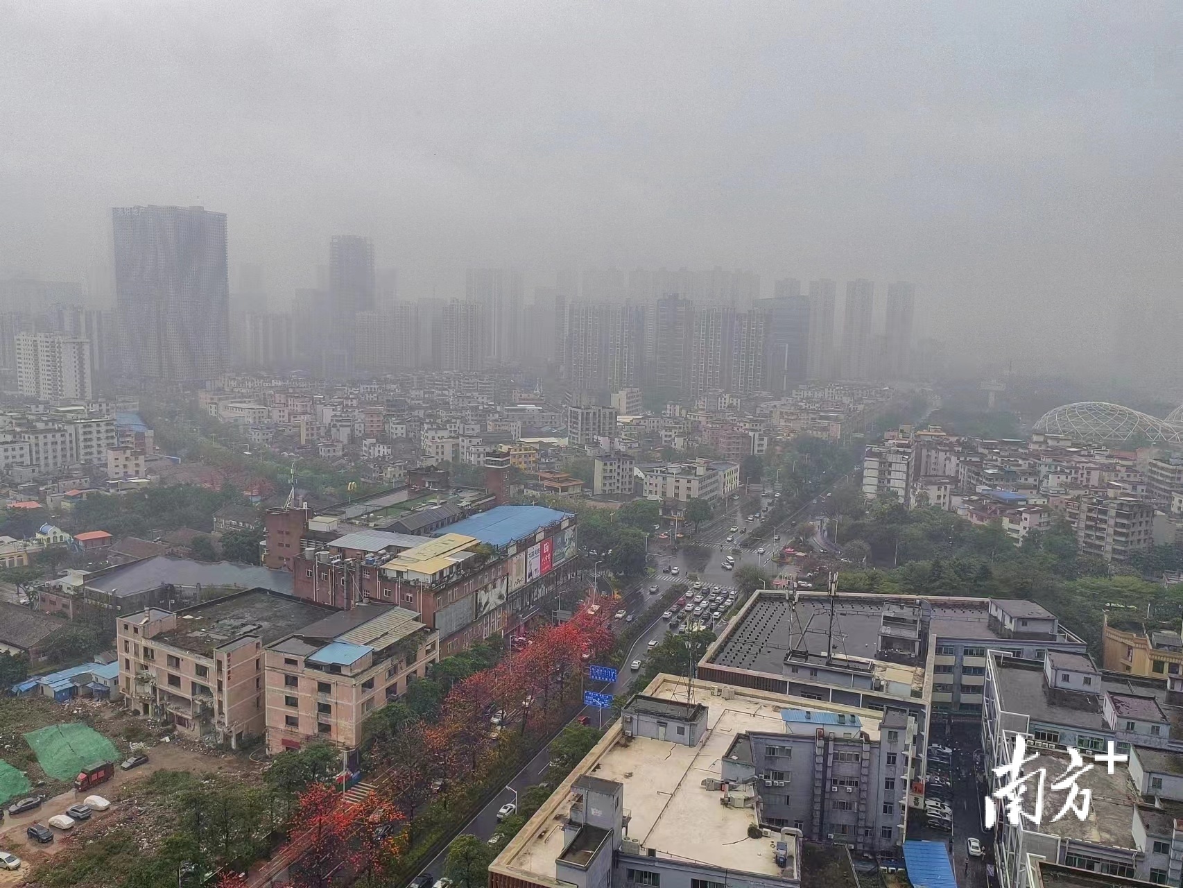 3月25日10:45，雨中的文华北路。南方拍客 刘锦辉 摄
