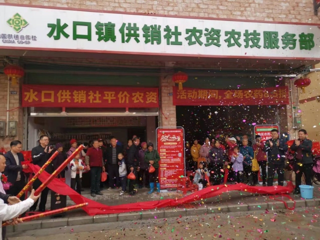 水口镇供销社农资农技服务部开业现场