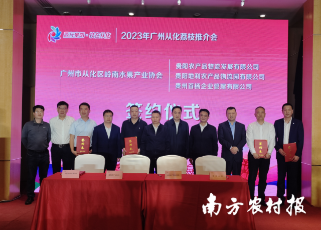 广州市从化区岭南水果产业协会与贵州有关企业达成签约合作。