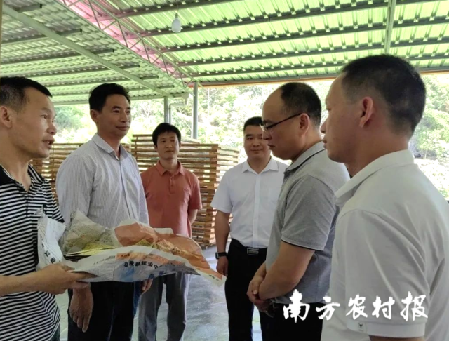 调研组向农户了解桑蚕生产情况。