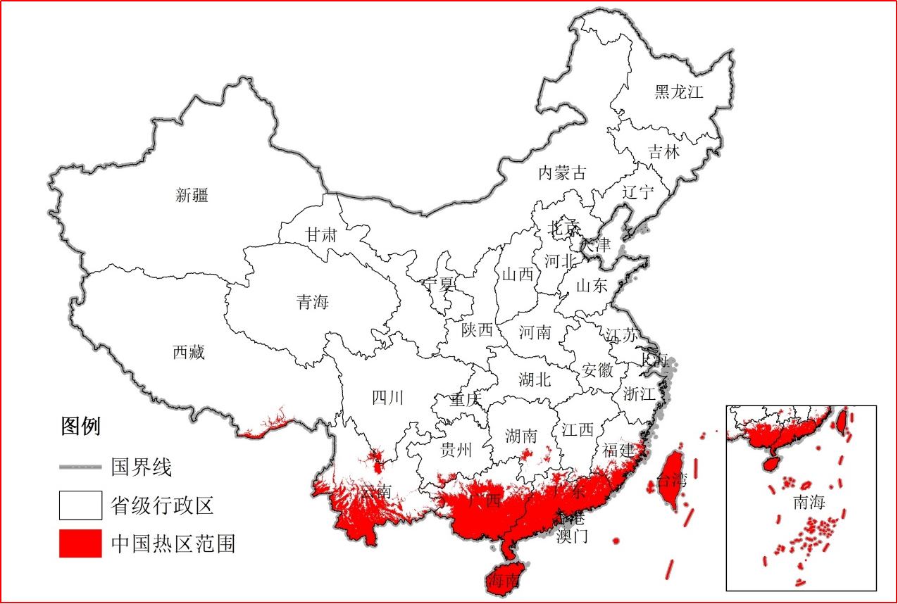 粤,桂,滇,贵,闽,川等地占世界宜植地面积的9%中国热带作物宜植地占