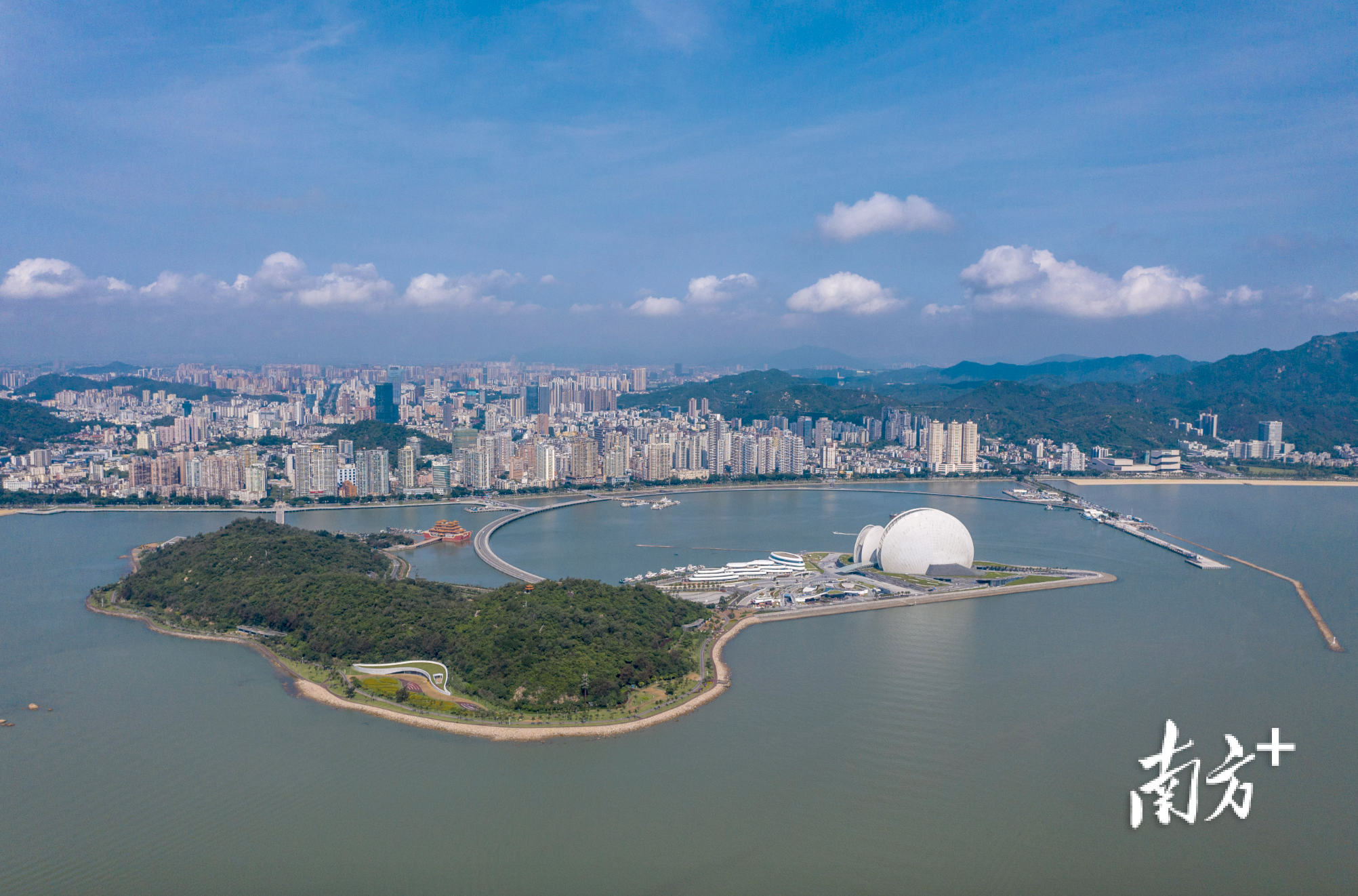 鸟瞰珠海市主城区。 鸟瞰珠海市主城区。