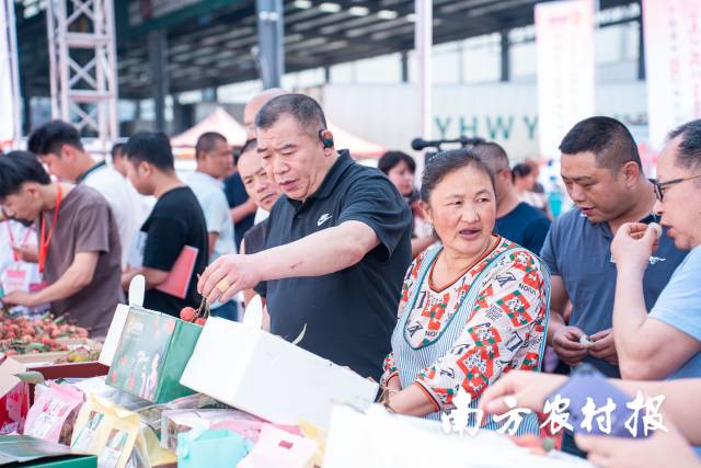 市场人声鼎沸，不少人被高州荔枝吸引过来。 