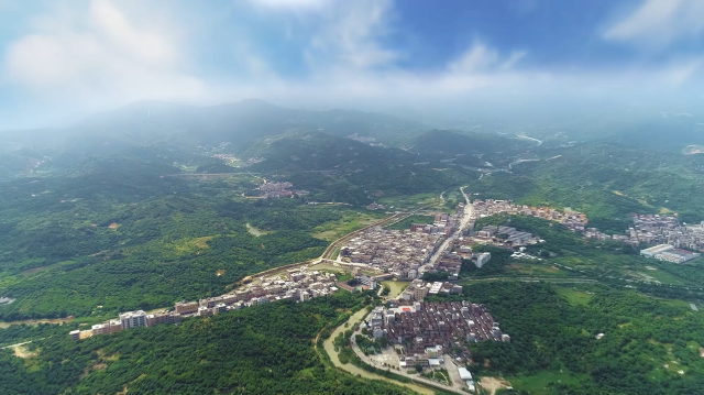 鳥瞰雷嶺鎮(zhèn),，四周皆是荔林,。