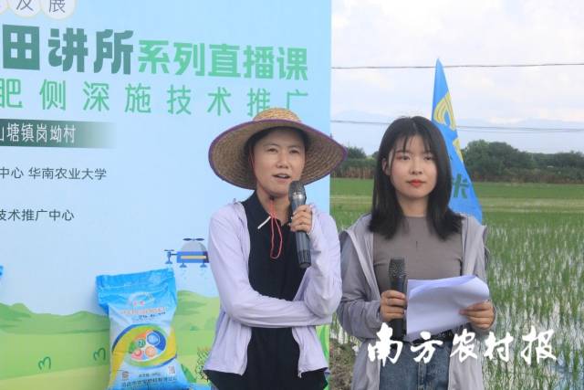 华南农业大学资源环境学院博士赵中秋在田间做直播分享。
