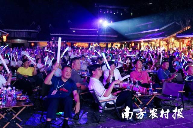 “村晚”现场观众挥舞荧光棒，欢呼叫好此起彼伏  南方农村报 陈静 拍摄