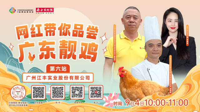 江丰实业专注黄鸡全产业链，9月4日看直播品江村黄鸡独特口感！