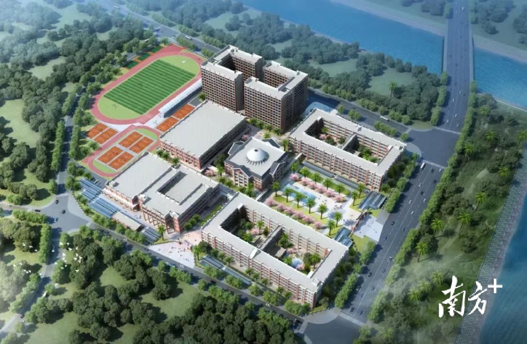 珠海市新建高中之一——香山中学鸟瞰图（效果图）