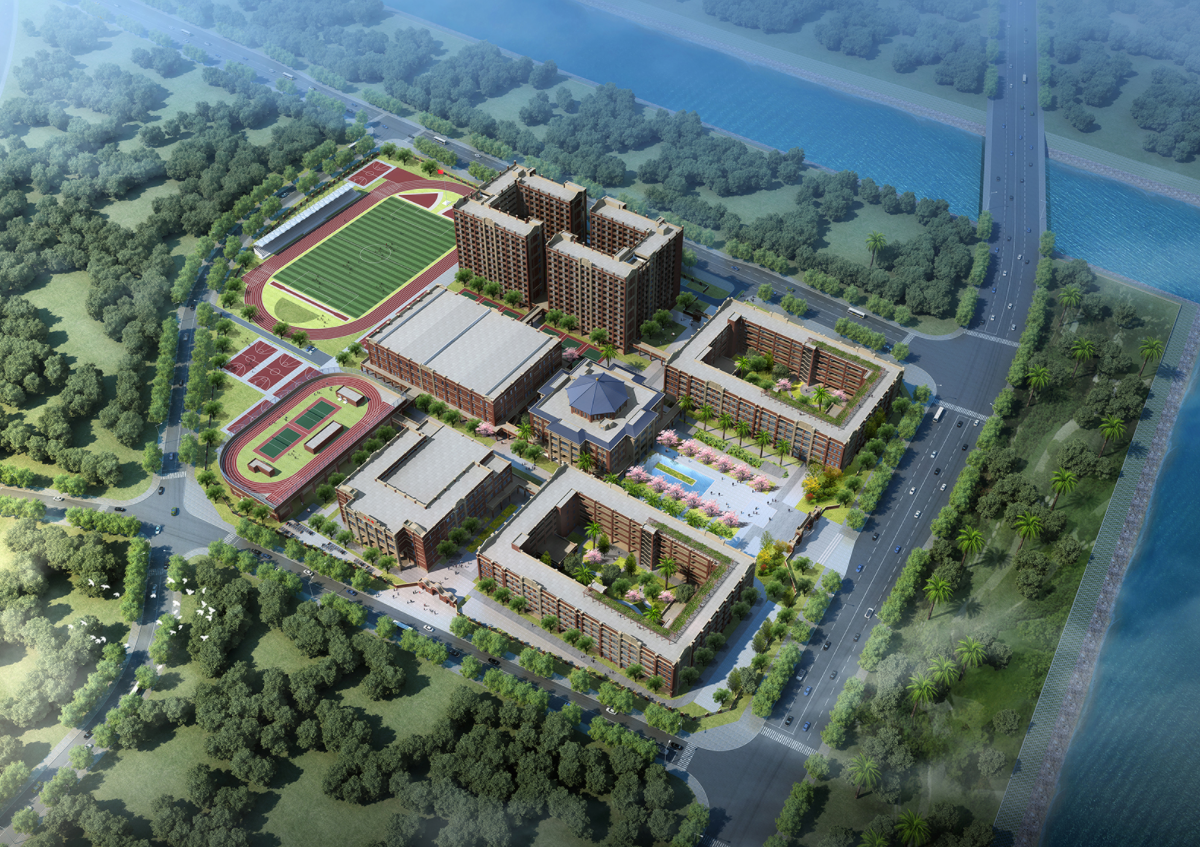 香山中学整体鸟瞰图（效果图）。来源：珠海市教育局珠海市香山中学批前公示。