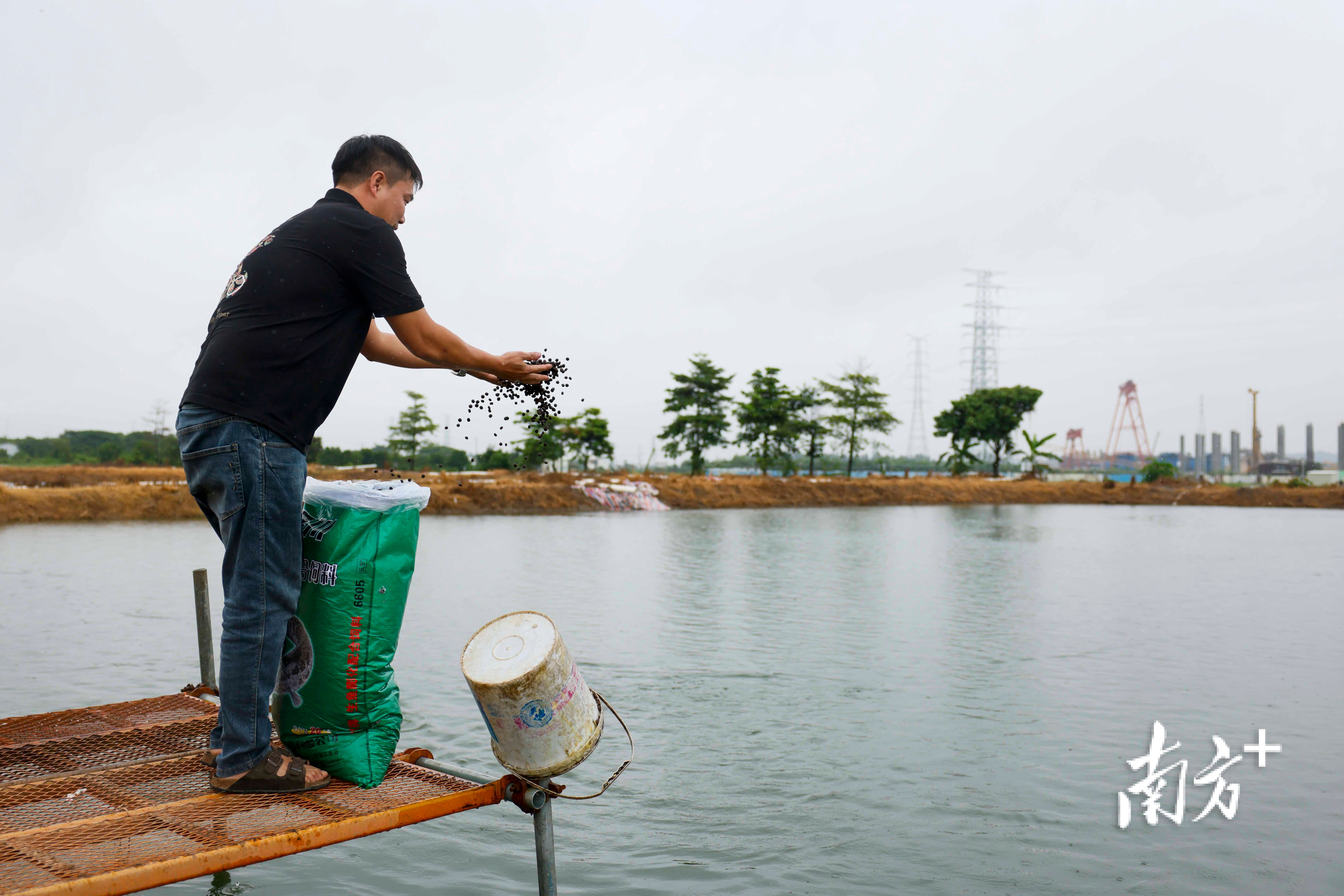 养殖户梁福明。 南方+ 卢子衡 拍摄
